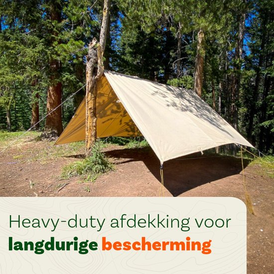 All Purpose Canvas Tarp - Rechthoekig 2x4m - Waterdicht, UV-bestendig en Duurzaam - Ideaal voor Kamperen, Bouwplaatsen en Bescherming van Buitenmeubilair - Versterkte Ringen voor Eenvoudige Bevestiging van Merkloos — afbeelding 2
