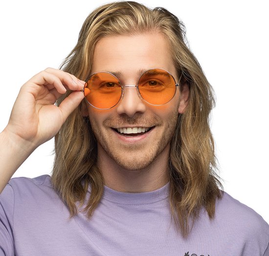 Boland - Lunettes de fête Hippie XL orange Oranje - Adultes - Années 60 et 70 - Hippies et Flower Power - Festival - Carnaval - Soirée à thème