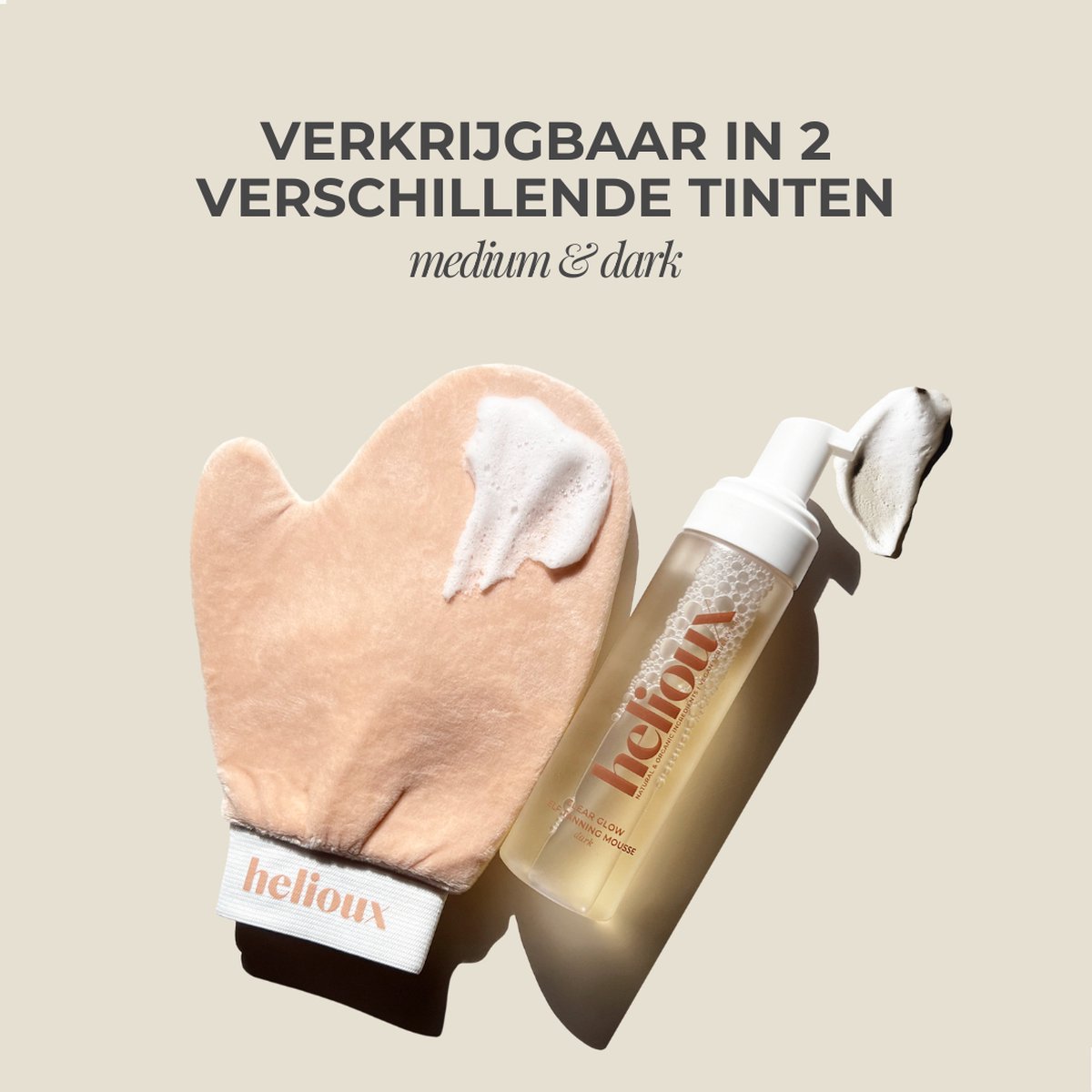 Helioux® Zelfbruiner Mousse Clear Glow Medium - Self Tanning Mousse voor Lichaam & Gezicht Medium - Volledig Transparant - Zero Transfer - Vegan & Dierproefvrij - Natuurlijke Ingrediënten – foto 2