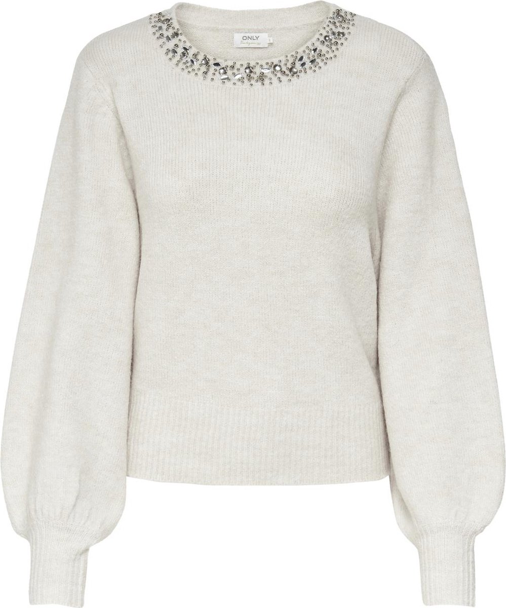 Only Trui Onlelsa L/s Pullover Knt Noos 15210667 Pumic Stone/white Dames Maat - S