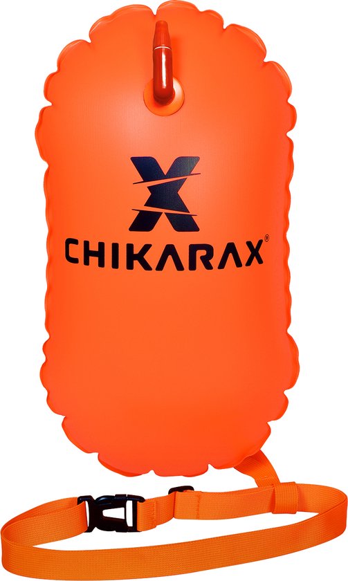 Foto: Chikarax zwemboei voor openwaterzwemmen zwem boei compact formaat 10 liter akai 1 0 neon oranje