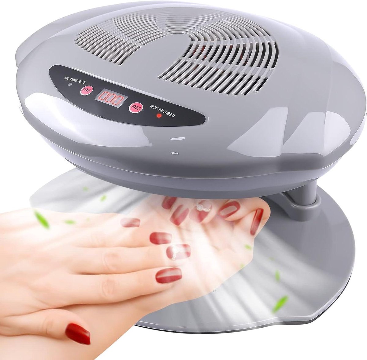 Nail Art Lamp, 400W Luchtnageldroger, Nail Art Ventilatordroger voor Handen en Voeten Nagellak Automatische Sensor voor Warme en Koele Bries, voor Thuis- en Salongebruik (Grijs)