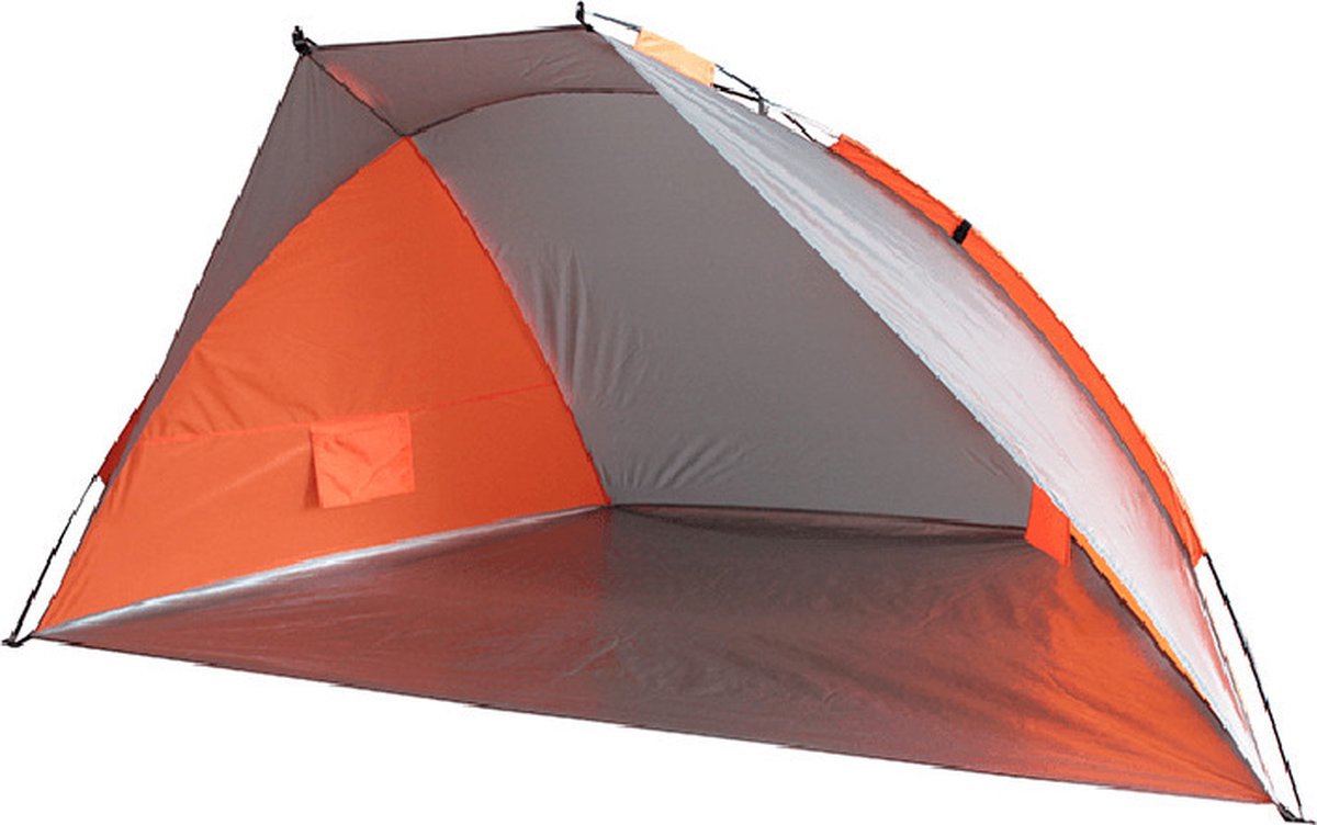 Beachshelter strandtent/windscherm - oranje/grijs - 270 x 120 cm - Strandtent - Zon/wind bescherming voor kinderen