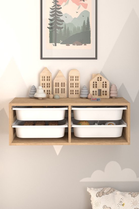 Meuble de rangement - 4 tiroirs de rangement blanc - Meuble à jouets - Meuble enfant - Bibliothèque - commode