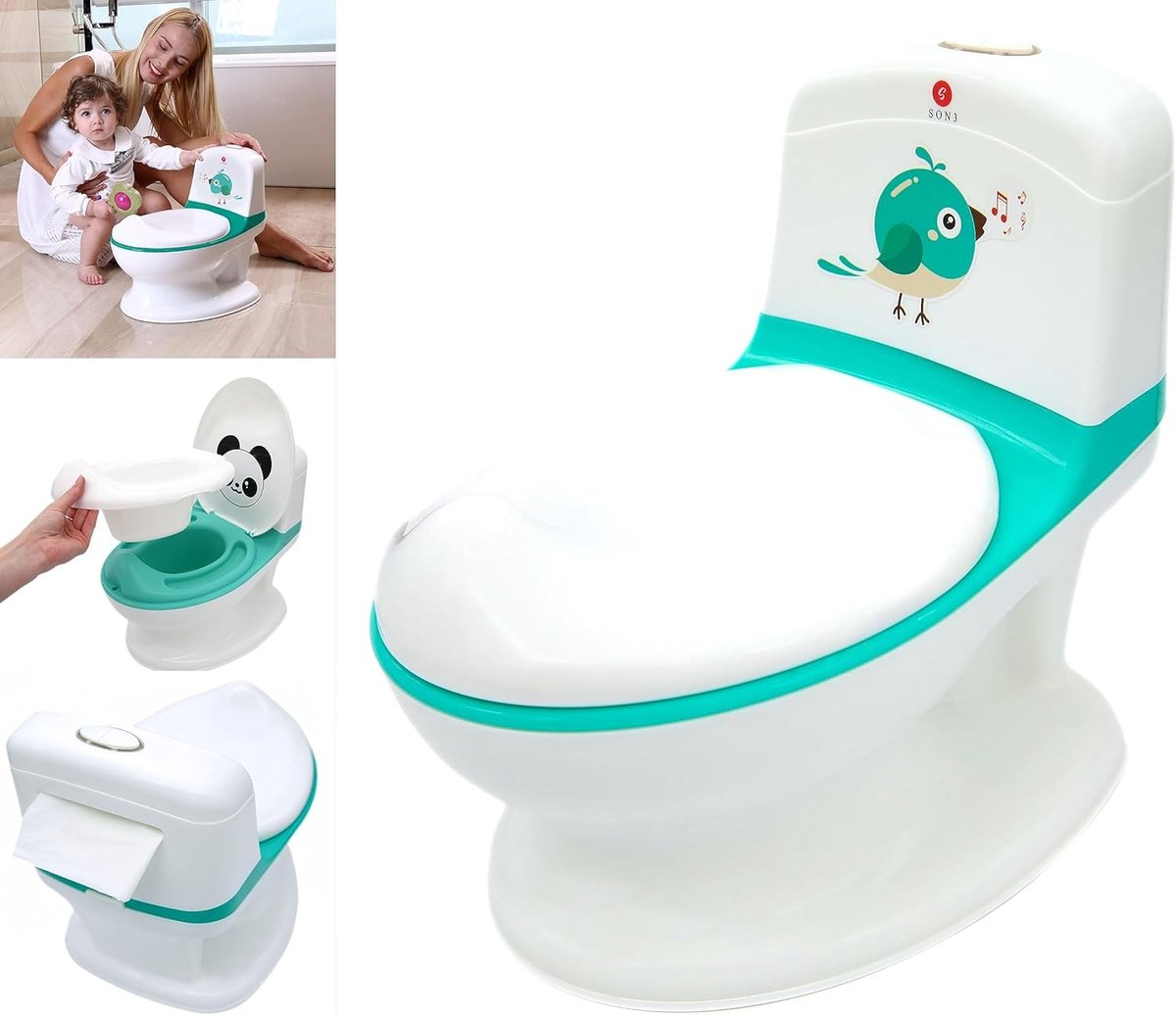 Goedkoopste Kinderpotje met doorspoelgeluid - Toilettrainer voor kinderen - Met echt geluid en inclusief batterijen - Toilet Wit - 18 maanden
