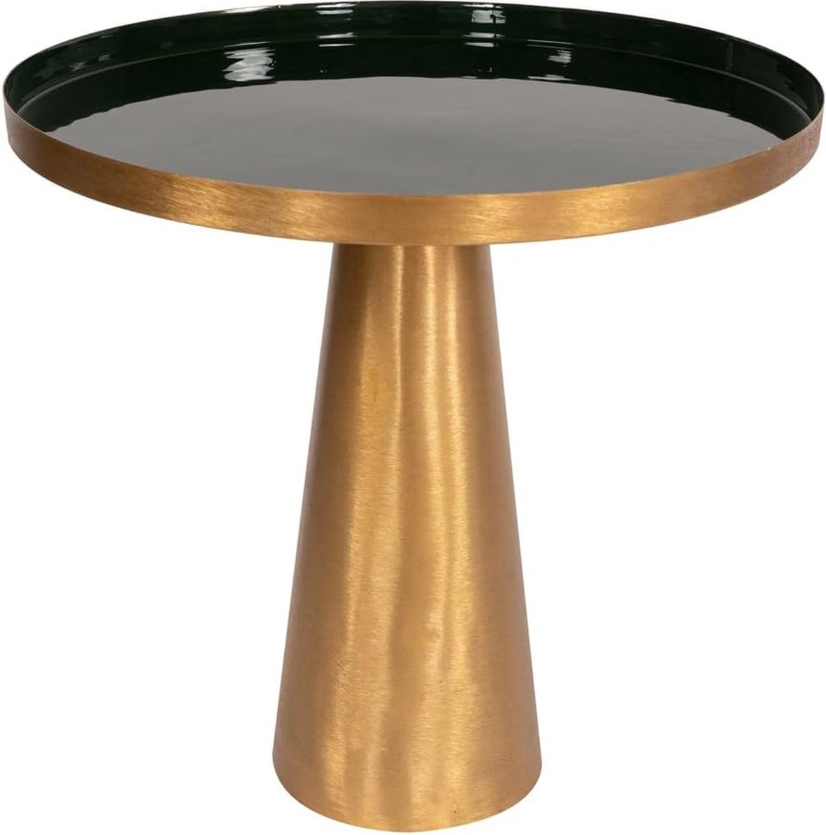 Goodivery ® Stijlvolle Ronde Bijzettafel met Conische Basis en Glanzende Afwerking in Donkergroen
