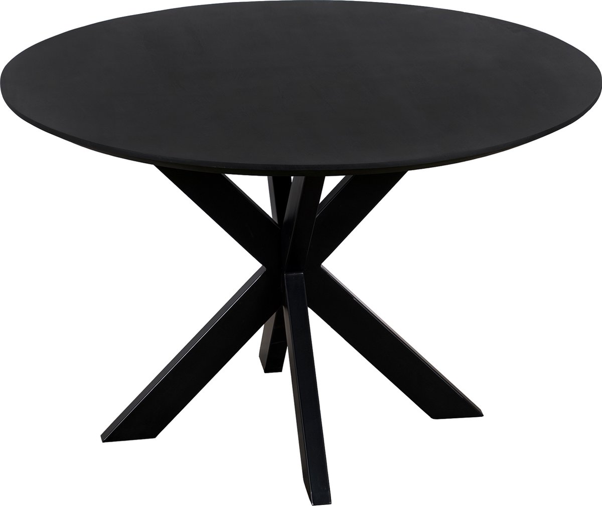 QUVIO Eettafel Sofia - Rond - Ø120 - Stalen kruispoot - FSC®-gecertificeerd mangohout - Zwart