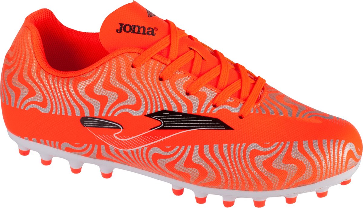 Joma Evolution Jr 2408 AG, oranje voetbalschoenen voor jongens, maat 39, synthetisch leder met golfpatroon.
