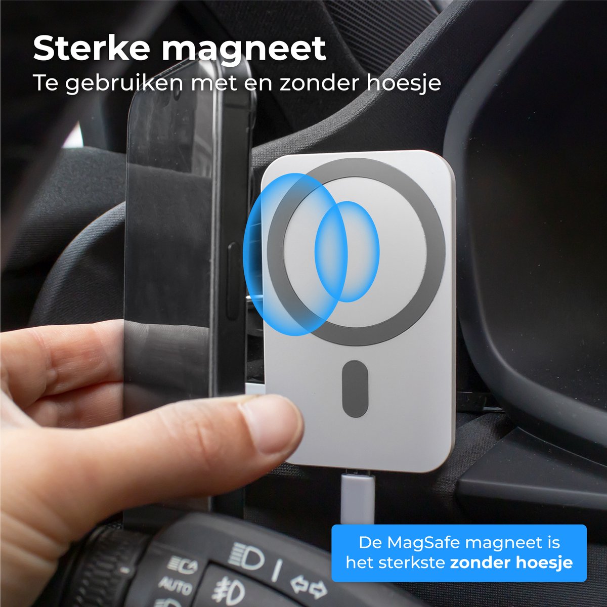 Nuvance Telefoonhouders Auto - Geschikt voor MagSafe - Telefoonhouder - Draadloze Oplader - Gsm Houder Auto – foto 4