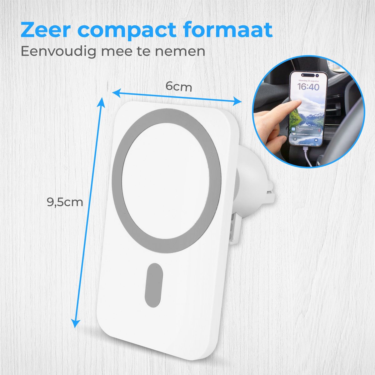 Nuvance Telefoonhouders Auto - Geschikt voor MagSafe - Telefoonhouder - Draadloze Oplader - Gsm Houder Auto – foto 7