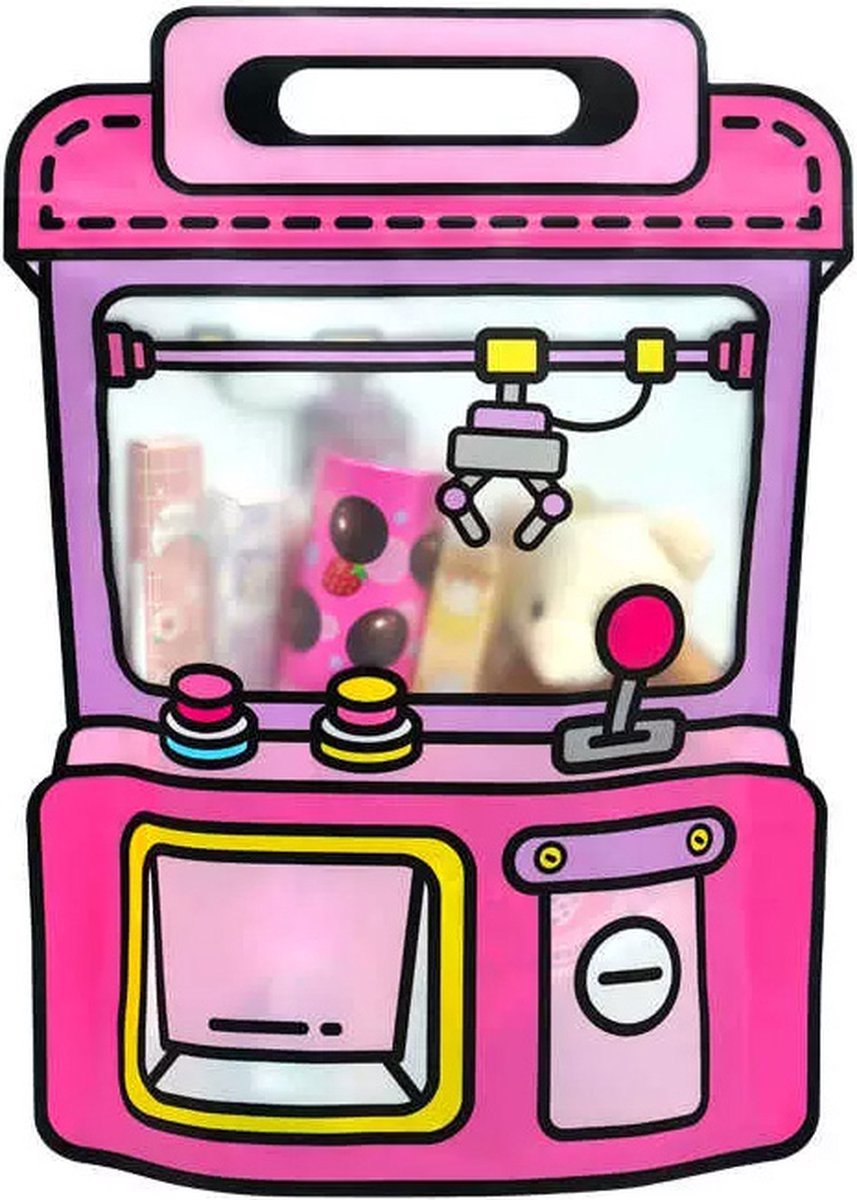 Ainy Speelse Uitdeelzakjes Grijpmachine Roze 10 stuks - 24x28cm grote semi transparent cadeauzakjes - hersluitbare zakjes met ziplock geschikt als traktatie, uitdeelcadeautjes en snoepzakje cadeauverpakkingen bij kinderfeestje