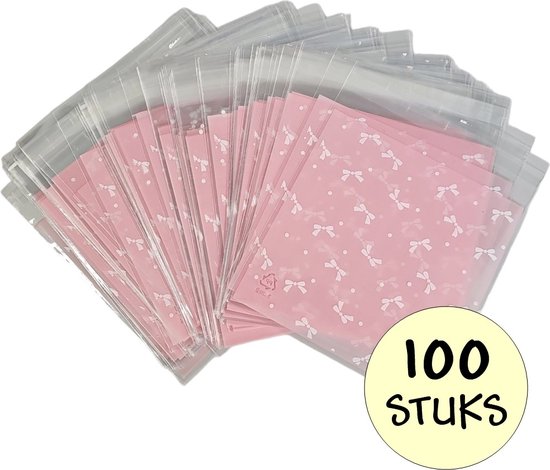 Cellofaan Zakjes Hartjes 10x4x22cm 100stuks Krabbendam Kadoverpakking