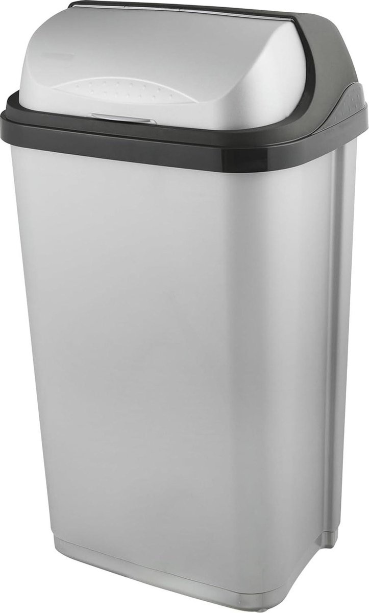 Goedkoopste Vuilnisbak met klapdeksel - 50 liter - zilver - Rasmus - afvalbak vuilnisbak 60 liter