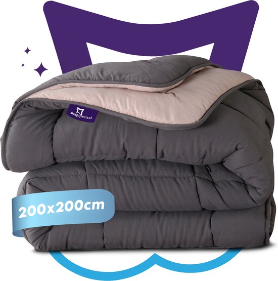 Slaapspeciaal All year dekbed enkel - eazydekbed ® Series Antraciet/Creme - Dekbed zonder overtrek | 200x200 cm - 30 dagen proefslapen - Hoesloos dekbed - Bedrukt dekbed zonder overtrek - Dekbed in kleur - Gekleurd dekbed - Tweepersoons Dekbed