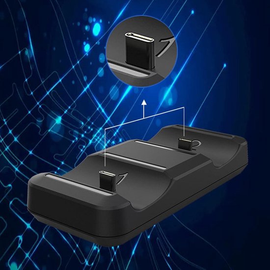 Oplaadstandaard met 5V/3A adapter en USB-kabel voor Playstation Portal Remote Player, PS Portal oplaadstation met metalen basis, Playstation 5 PS5 draagbare accessoires, standaard oplaadstation, zwart