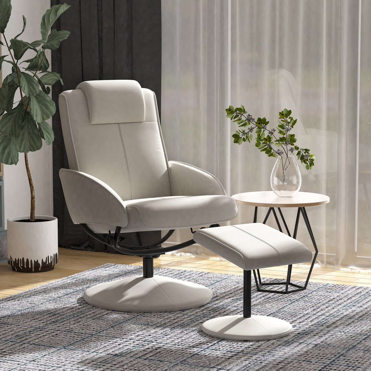 HOMCOM relaxstoel - met voetensteun - met armsteun - 360° - afbeelding 2
