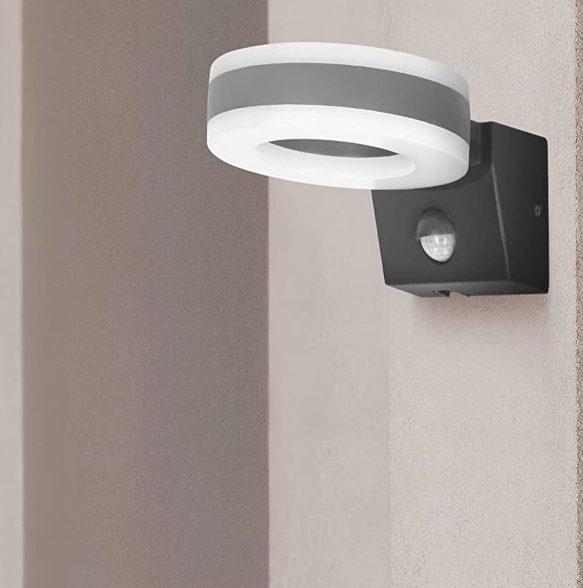 LED Buitenlamp met Bewegingssensor - LUX Lichtsterkte en Verlichtingstijd Instelling - Geschikt voor Binnen en Buiten - Grijs