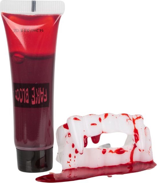 Halloween Nep Vampiergebit + Nep Bloed