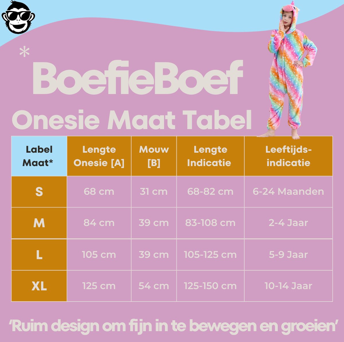BoefieBoef Dieren Onesie Verkleedkleding Kinderen 5-9 jaar – Comfortabele Kostuum Pyjama – Maat 120 tot 140 – Dierenpak voor Jongens en Meisjes – Carnaval Verkleedkleding - Kerst, Dierenpak - of Verjaardag Cadeau - Eenhoorn Regenboog — afbeelding 5