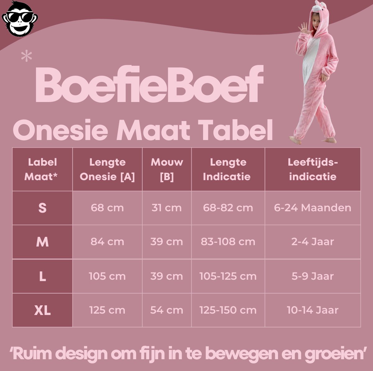 BoefieBoef Dieren Onesie Verkleedkleding Kinderen – Comfortabele Kostuum Pyjama – tot 140 – Dierenpak voor Jongens en Meisjes – Feest, Carnaval Verkleedkleding - Kerst, Dierenpak - of Verjaardag Cadeau - Konijn Roze — afbeelding 2