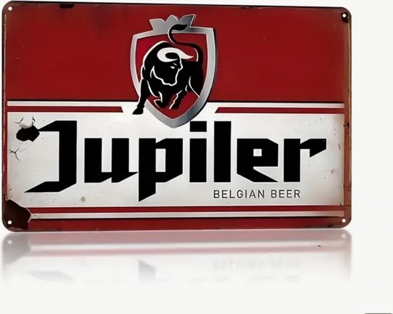 Panneau Jupiler - Panneau mural de marque - 30x20 cm - Décoration de bière rétro - pour Mancave, Bar, Café, Cuisine - Logo emblématique Jupiler - Cadeau Perfect pour les amateurs et collectionneurs de bière - Décoration murale industrielle