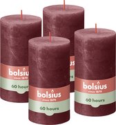 Bolsius - Rustieke Kaars - 4 Stuks - Bordeaux Rood - 13cm