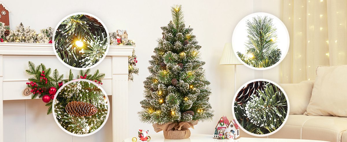 Kunstkerstboom - Mini - Inclusief Versiering - Kerstboom - 50 Cm