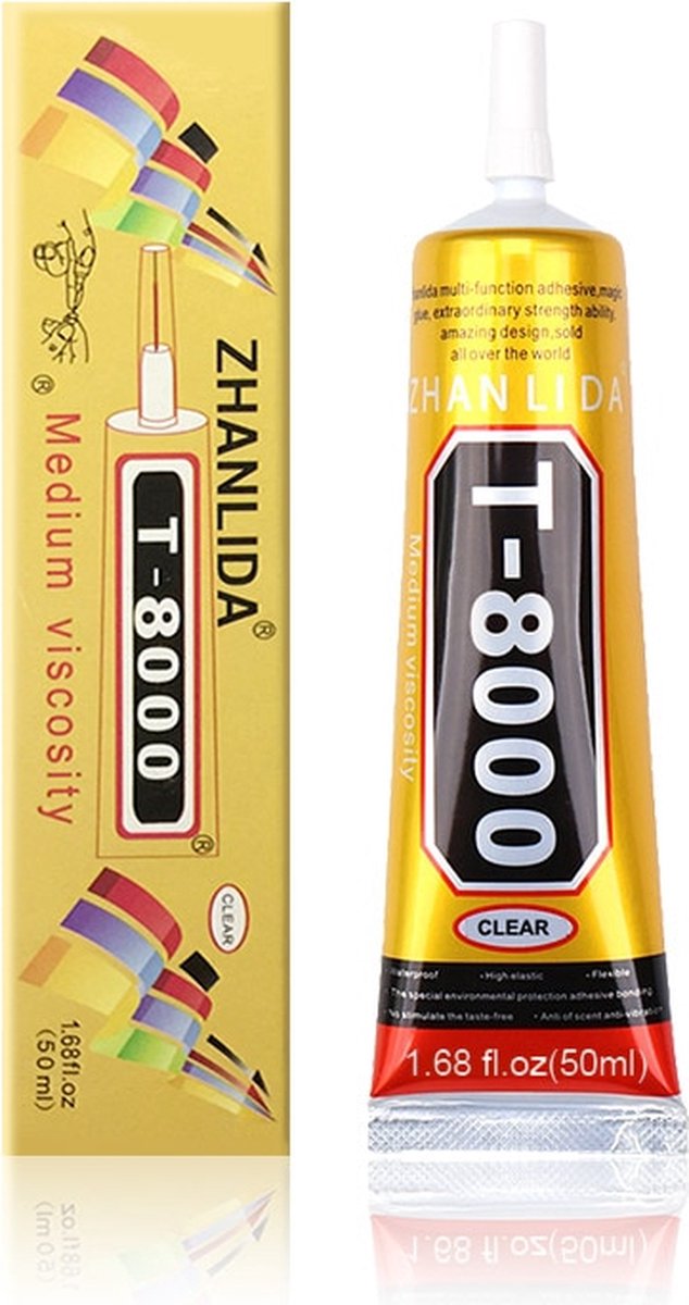 Viewr T-8000 Lijm 50 ML Transparante lijm voor smartphones, tablets, sieraden en veel meer - Industriele Lijm Transparant incl. Precisietip