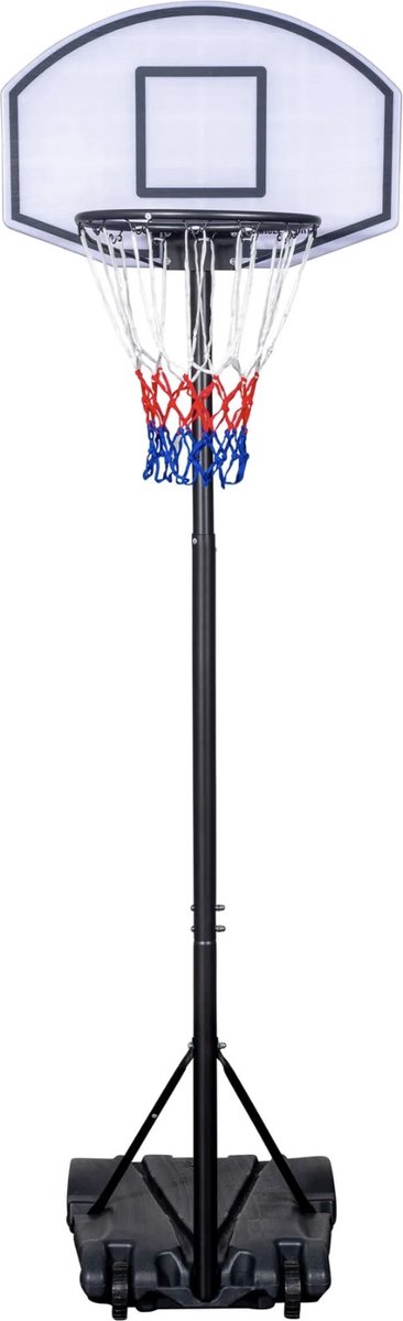 Basketbalstandaard Verstelbaar 155–215 cm – Met Basketbalring Ø 40 cm & Nylon Net – Metalen Frame – PE Backboard 71x45 cm – Verplaatsbare Basketbalpaal – Engelhart — afbeelding 9