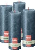 Bolsius - Bougie rustique Shimmer - Métallisé - Blauw – 19cm – 4 pièces