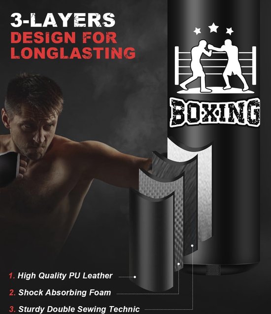 Prorobust Zware bokszak, ongevulde bokszakset met bokshandschoenen, ketting, plafondhaak voor MMA, kickboksen, Muay Thai, karate, taekwondo (1,01 m, camouflage
