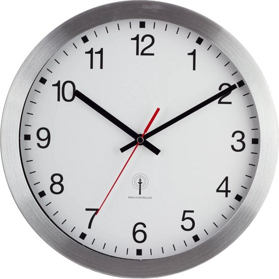 Horloge murale en aluminium 30cm contrôlée par un émetteur de balancier