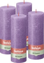 Bolsius - Rustieke Kaars - 4 Stuks - Paars - Violet - 19cm - Halloween