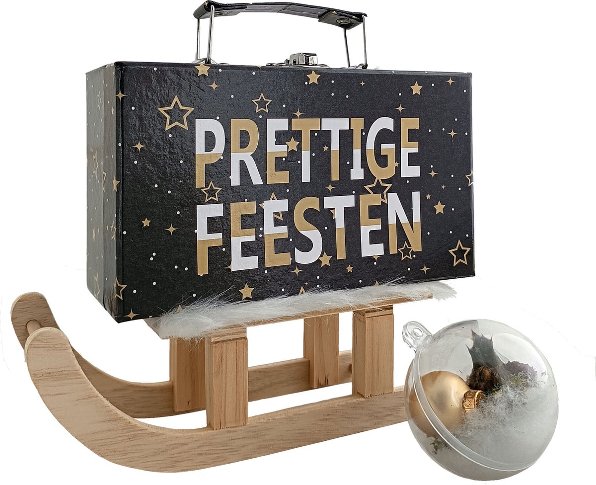 Kerstslee met 'Prettige Feesten' koffertje - Kerstmis - Celebrations - Kerstcadeau - Kerstpakket
