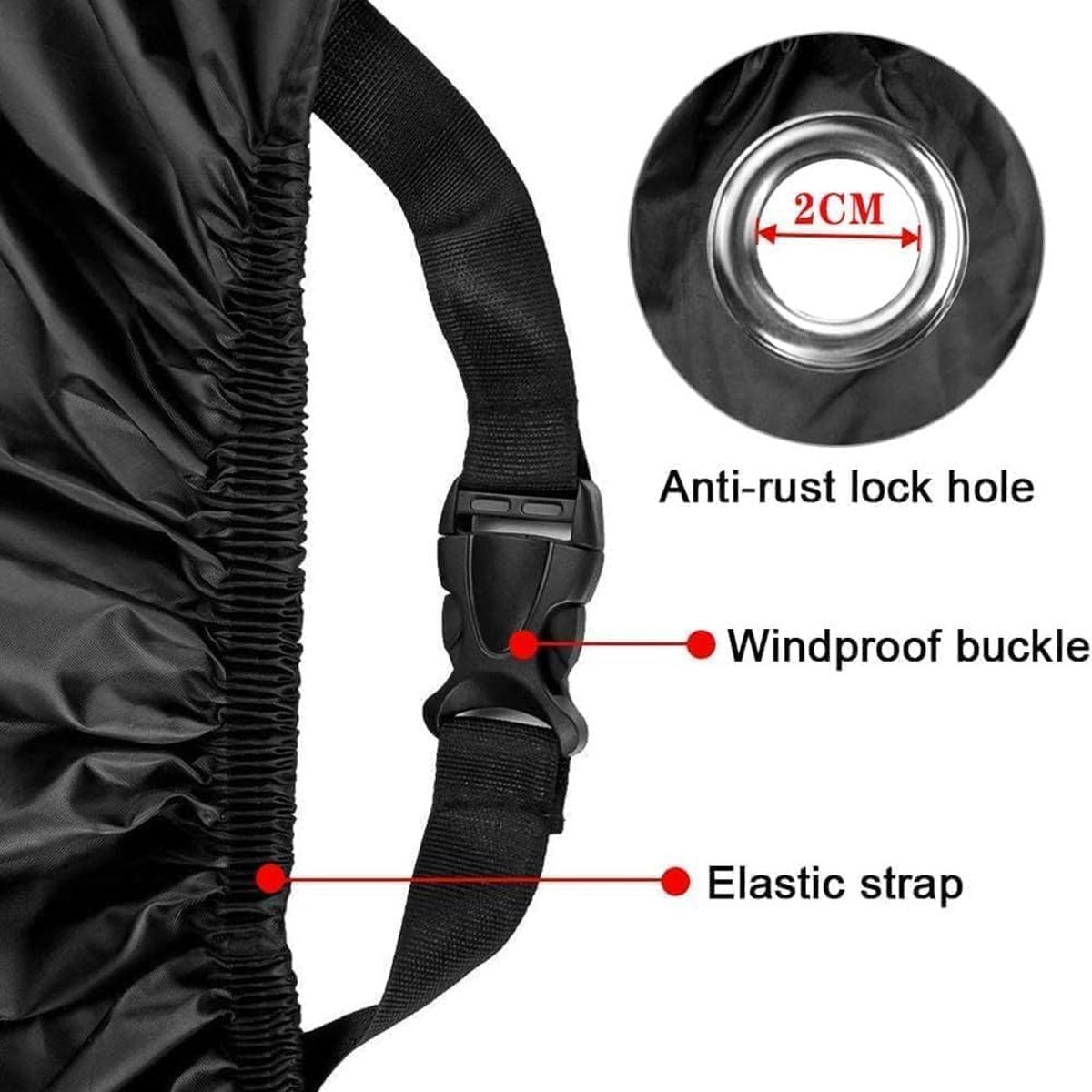 Scooterhoes - Motorhoes Universeel - Waterdicht 300D Oxford - Incl. opbergzak - 265 x 105 x 125 CM - voor alle Scooters / Motors - Geschikt voor Binnen en Buiten - anti-stof/uv – foto 4