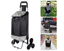 Boodschappentrolley Traploper - Boodschappenwagen voor Trappen - Opvouwbaar - 35L - 3 Wielen - Met Ritssluiting