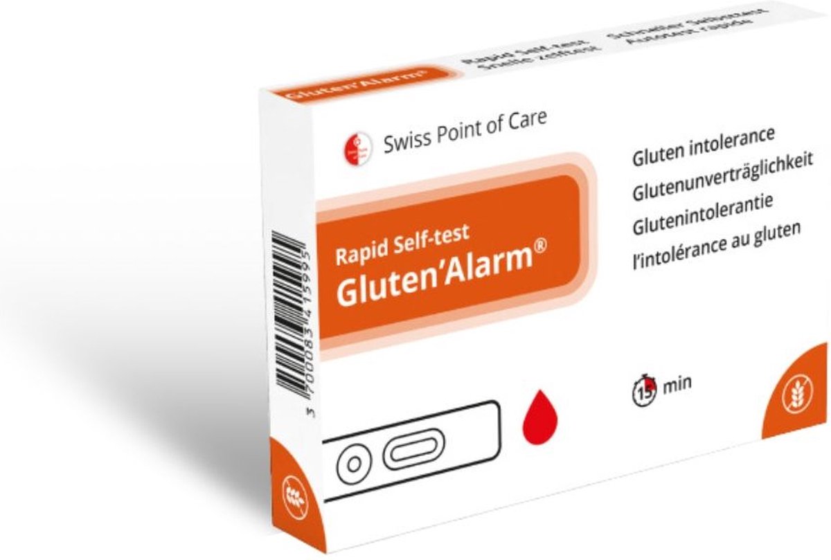 Goedkoopste Gluten’Alarm (glutenintolerantie) zelftest | snel en betrouwbaar | eenvoudig uit te voeren en binnen enkele minuten resultaat