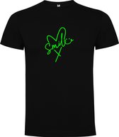 T-shirt Zwart avec image «Smile» vert fluo taille XL