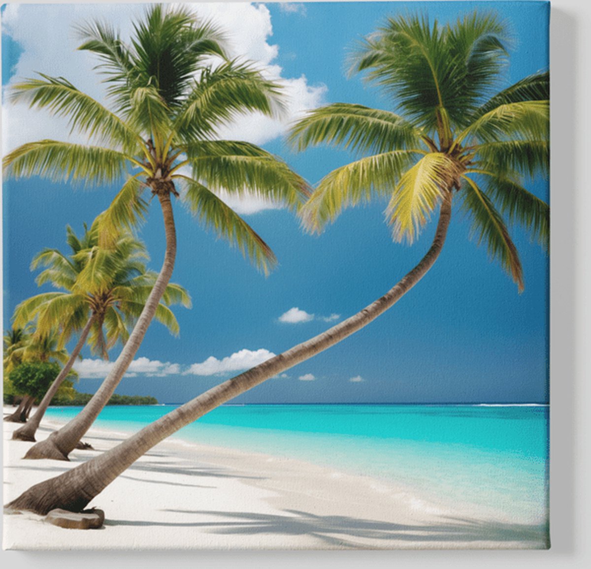 Trendex Global Canvas Schilderij - Landschappen - Palmboom - De Zee - 100x100x2 cm Groen
