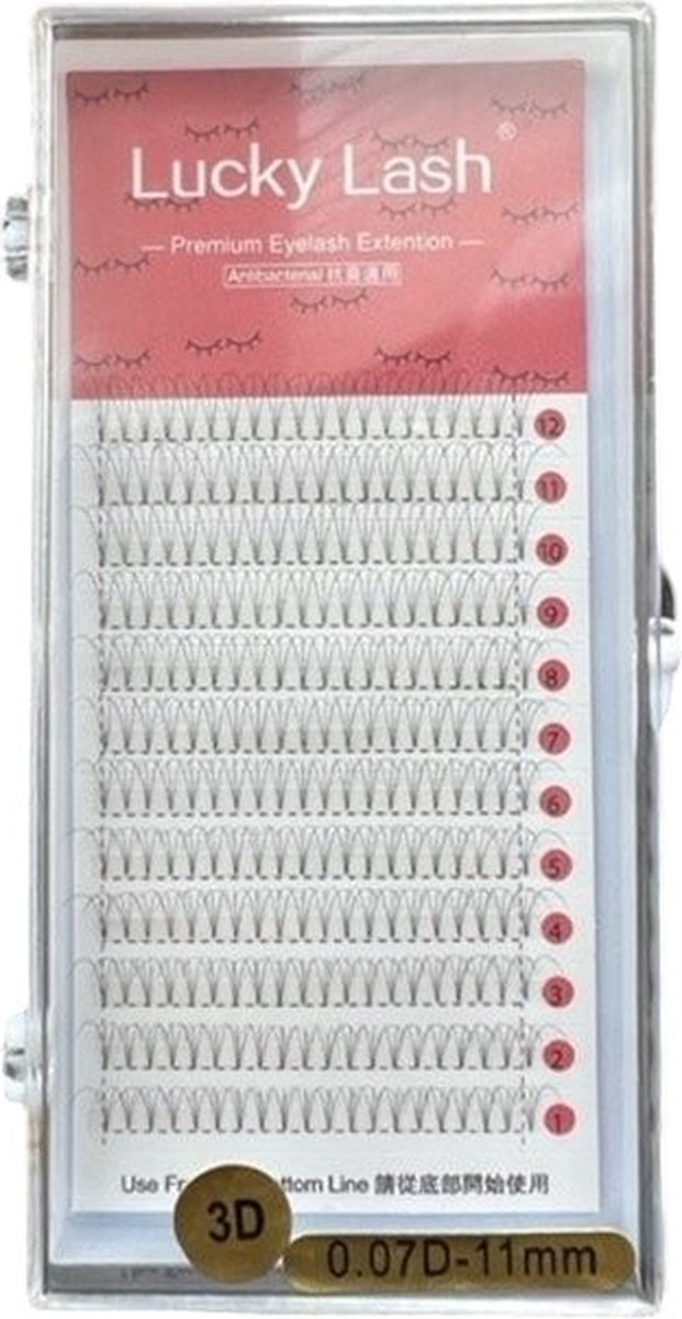 Lucky Lashes - Nepwimpers - 3D 10mm 0.07 D krul - Pre-Made Volume Fans – Russian volume – Pre-Made Fans- wimperextensions – wimper extensions