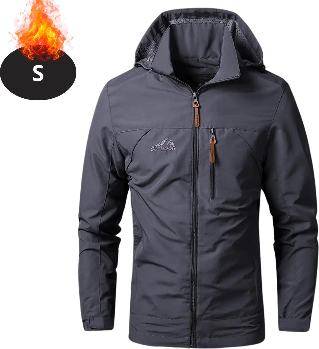 Nivard Windjas Voor Heren Parka Lente & Herfst Jas Volwassen Windjack Windbreaker Outdoor Buiten Donkergrijs