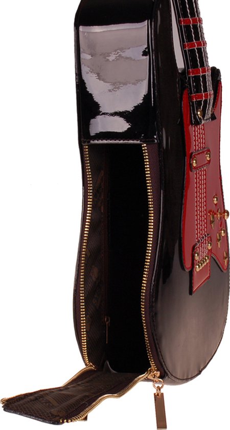 Sac bandoulière - Guitare électrique - Zwart/ Accents rouges et dorés - PVC - 56(35)x26x7cm