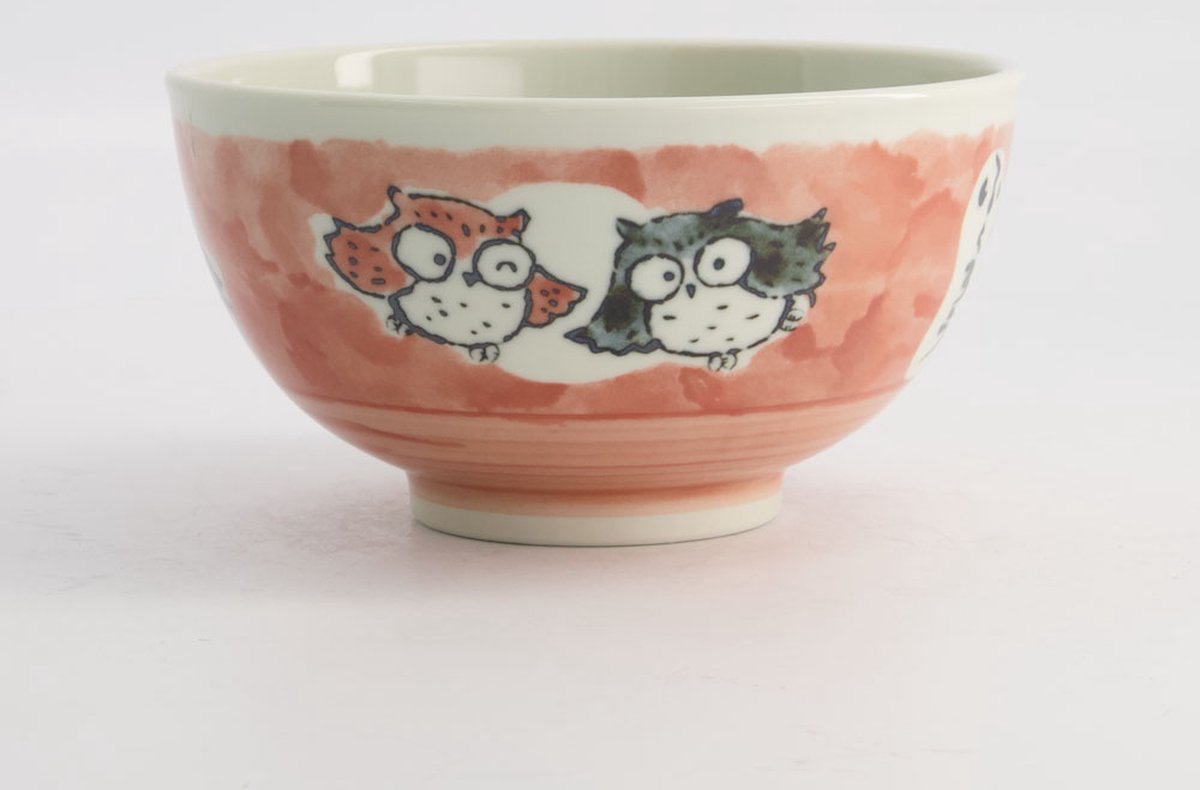 Tokyo Design Studio – Kawaii – Rijstkom – Uil – Roze – 16×8cm 600ml