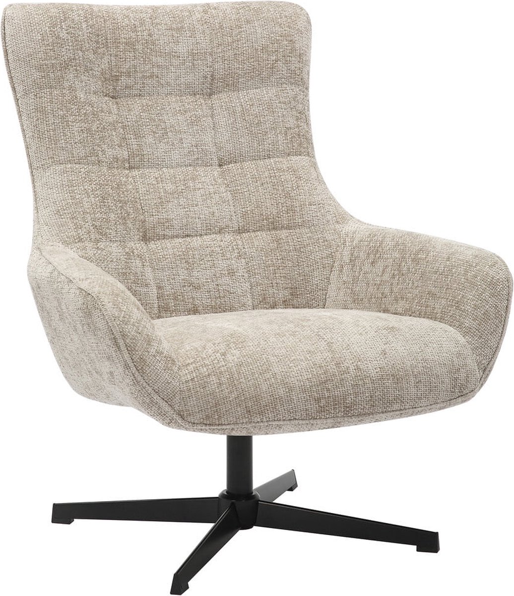 Fauteuil Billy Lichtgrijs - Zwart - Polyester - Zithoogte 44 cm - Zitdiepte 54 cm