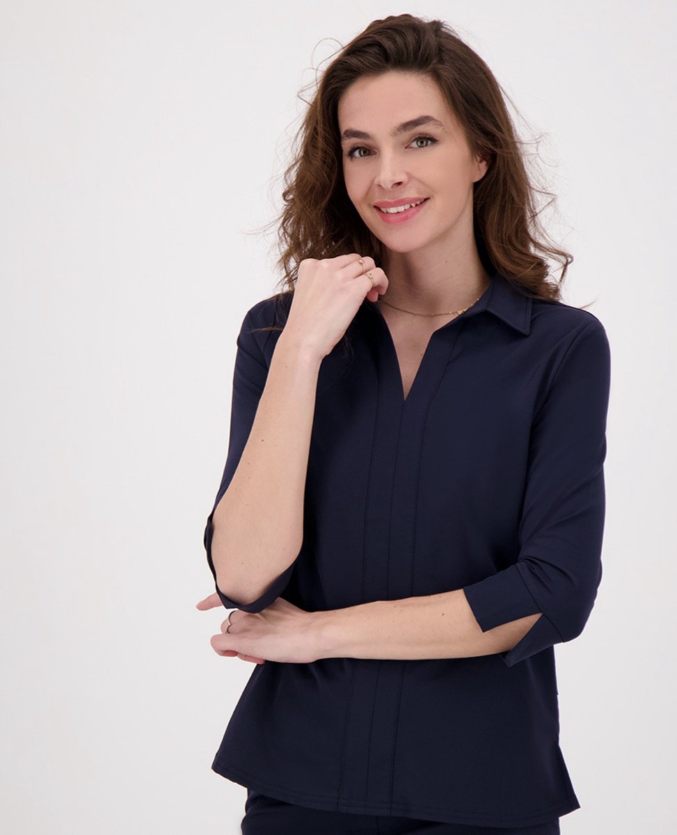 Je m'appelle Travelstof Blouse - Dames - Blauw - Maat S