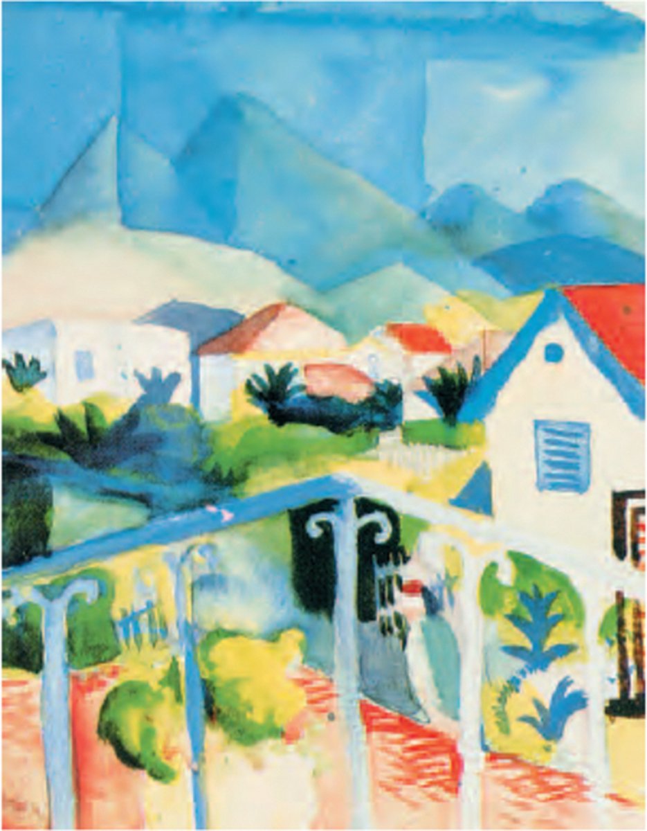 Catch Projecten August Macke - Wit huis - Kunstposter - 60x80 cm Multicolor