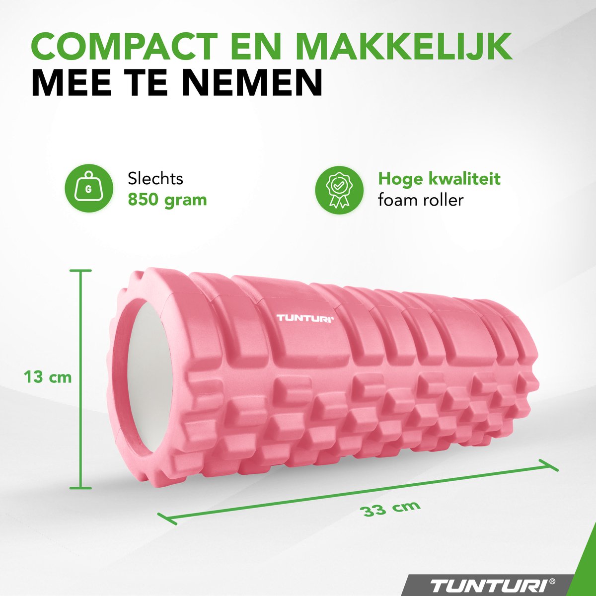 Tunturi Yoga Grid Foam Roller - Massage Roller - Foamroller - Fitness Roller - Rose Goud - 33cm - Incl. gratis fitness app thumbnail 7
