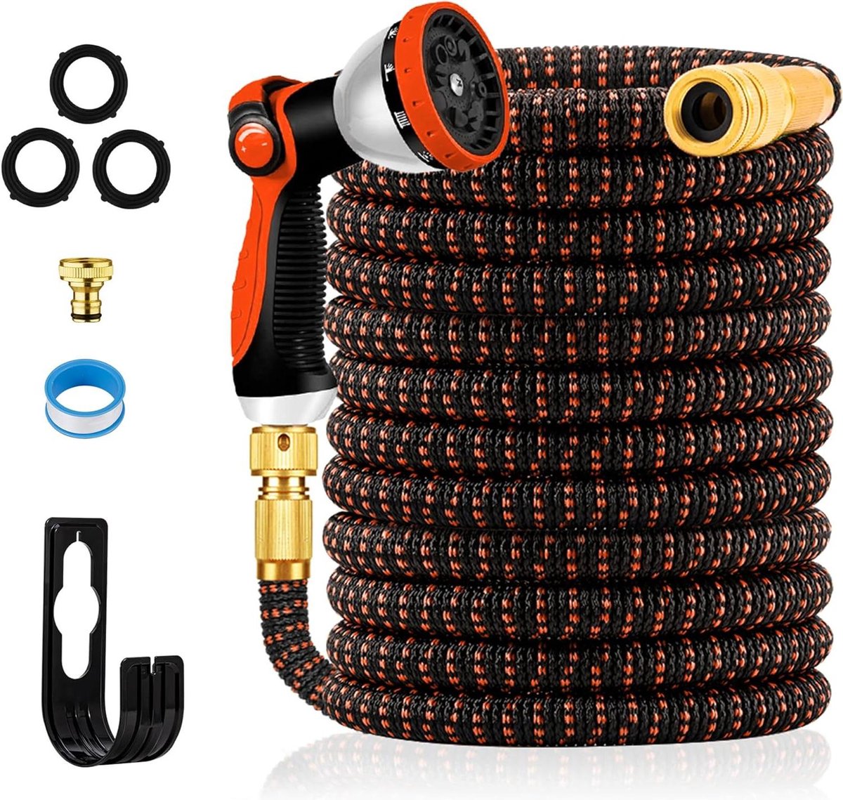 Uitbreidbare tuinslang - 100FT 3-laags latex - massief messing connectoren - flexibele waterslang - 10 functie spray - duurzaam 3450D weefsel