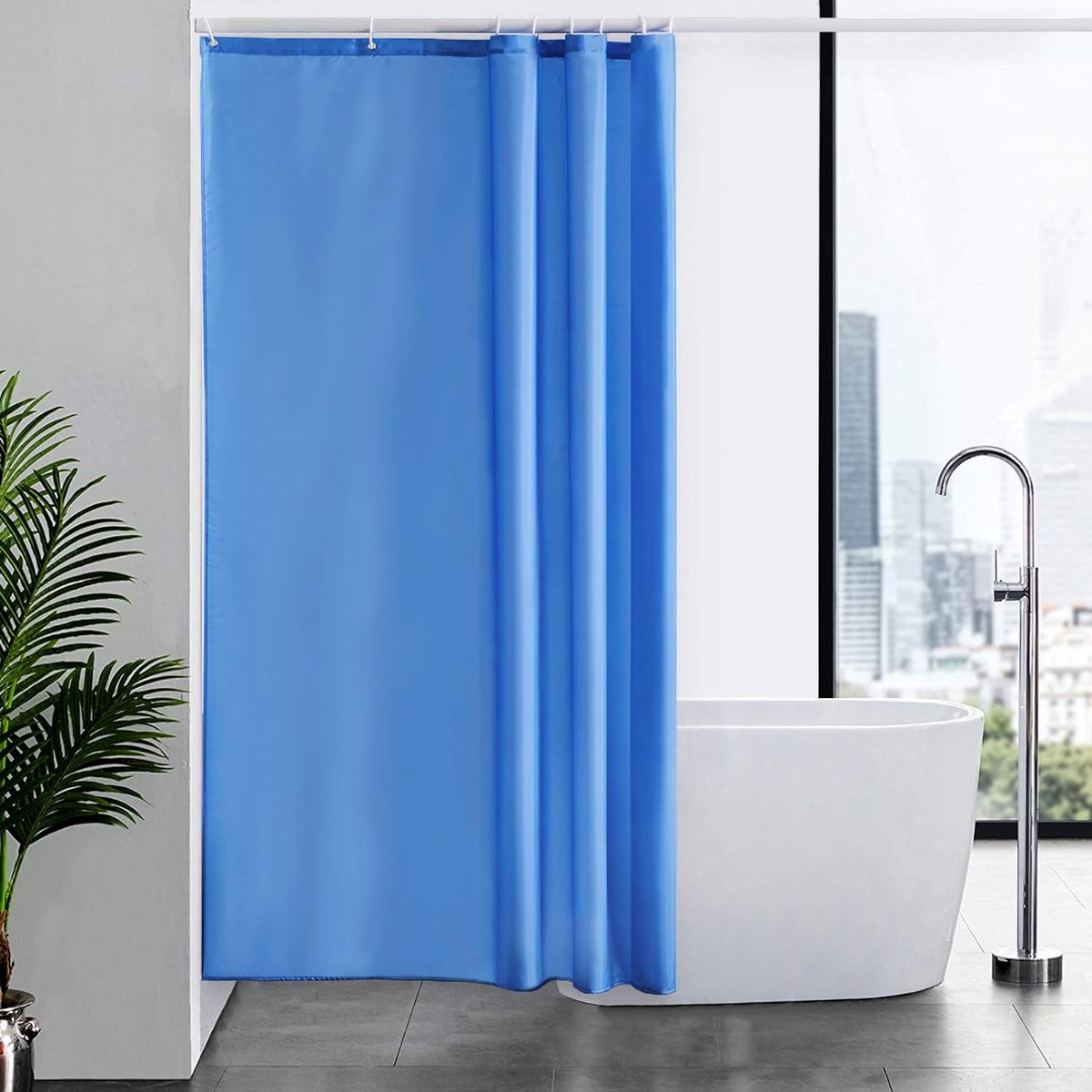 Waterdicht Douchegordijn Blauw 120x200cm met Haken Anti-schimmel Wasbaar Textiel