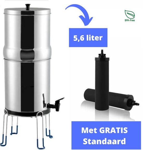 Waterfilter Inclusief Standaard - Waterfilter Kraan - Waterfilterkan - Waterfilter Survival - 5,6 liter - Waterfilters
